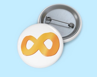 Autistic Pride Gold Infinity Symbol Badge with White Background