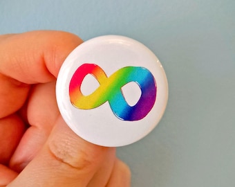 Rainbow Infinity Symbol, Neurodivergent Pride Badge on White Background
