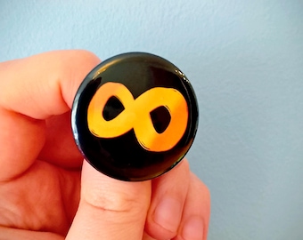 Autistic Pride Gold Infinity Pin: Neurodiversity Symbol Button Badge