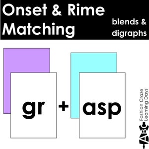 Onset & Rime Blending Activities for K-2 with Blends and Digraphs