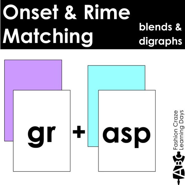 Onset & Rime Blending Activities for K-2 with Blends and Digraphs