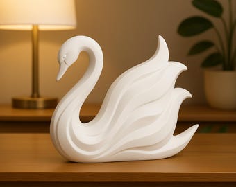 Elegant Swan Sculpture, Modern Minimalist Swan Statue, 3D Printed Bird Decor, Graceful Shelf Accent, Unique Swan Lover Gift, Home Decor