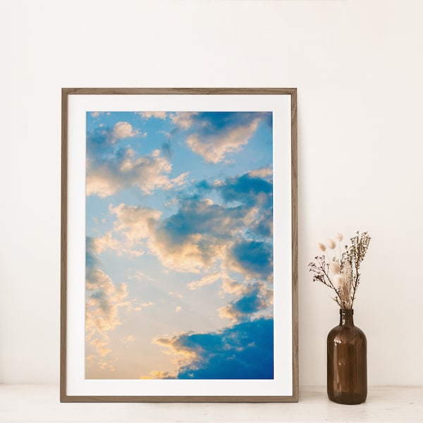 Sunset Sky Clouds Photography Wall Art, Landscape Art, Farm House Home Wall Decor, Wall Art Printable, Digital Download, Photography Prints