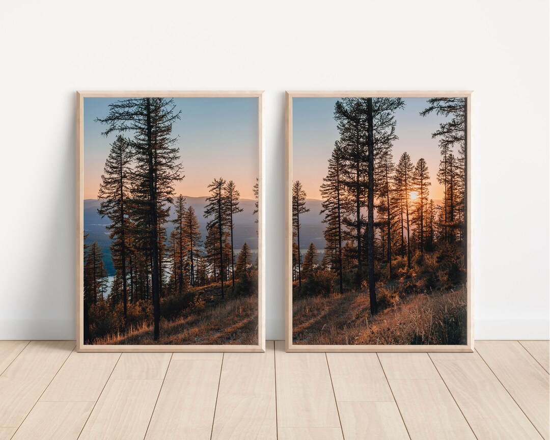 Whitefish Montana Photography Wall Art Bundle Set of 2, Landscape Art, Cabin Decor Printable