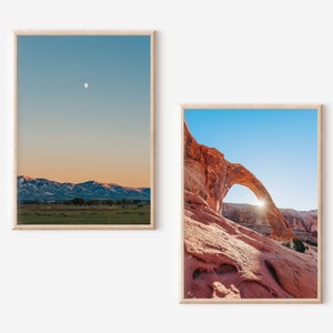 Utah Photography Wall Art Bundle Set of 2, Landscape Wall Art, Home Decor Printable, Logan Utah, Corona Arch Moab Utah, Wasatch Mountains