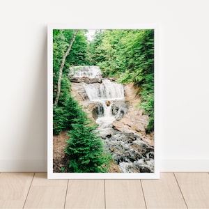 Michigan Upper Peninsula Waterfall Photography, Waterfall Photo Printable, Michigan Wall Art, Cabin Home Decor, Digital Download