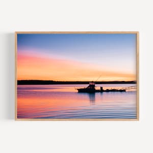 Maine Coastal Sunset Photography Wall Art, Nautical Landscape Art, Maine Photography, Beach House Digital Download, Home Decor Printable
