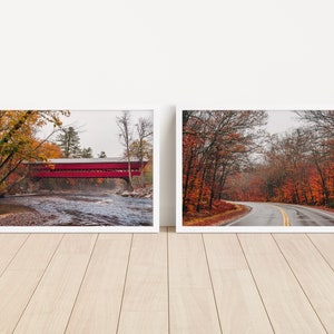New Hampshire Fall Photography Wall Art Bundle Set of 2, Autumn Landscape Art, Cabin Decor Printable, Digital Download, Wall Art Printable