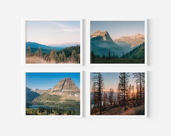 Montana Mountains Fotografie Wall Art Bundle Set van 4, Glacier National Park, Whitefish, Landschapskunst, Cabin Decor, Digitale Download