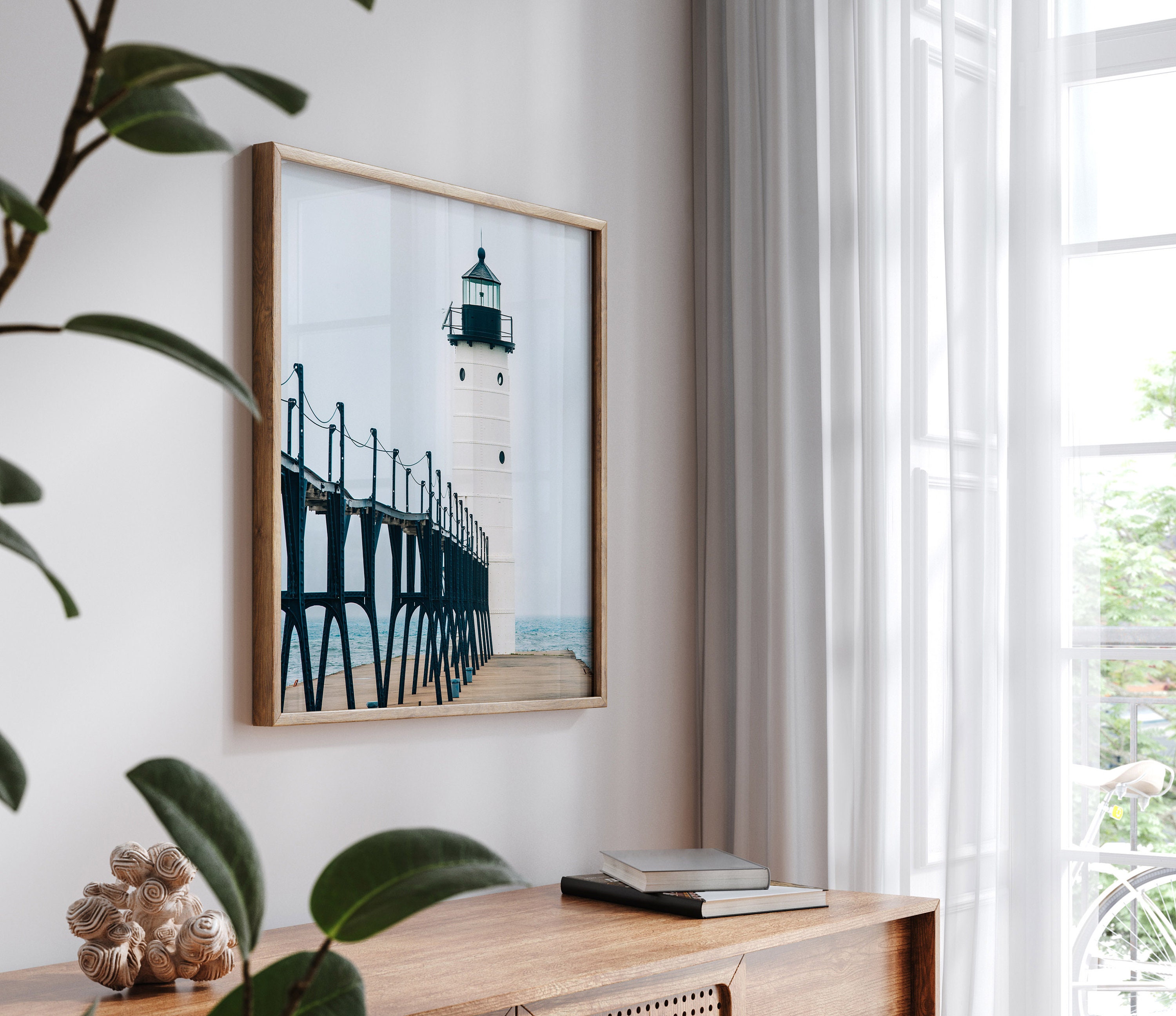 Michigan Lighthouse Wall Art Manistee North Pierhead Etsy