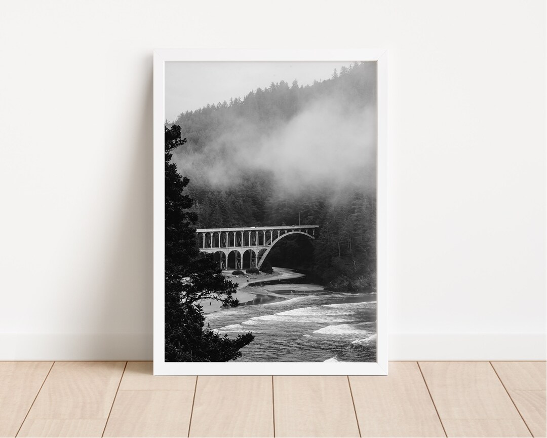 Misty Oregon Coast Black and White Wall Art, Landscape Art, Oregon ...