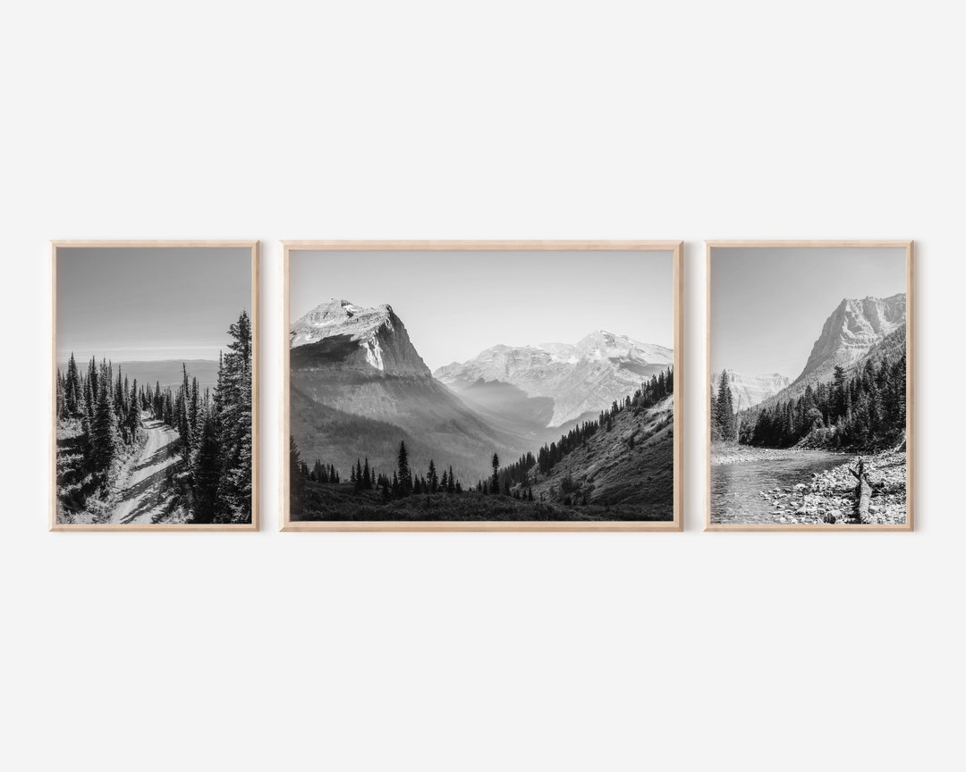 Montana Black and White Photography Wall Art Bundle Set of 3, Landscape ...