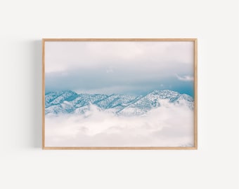 Logan Utah Snowy Mountains Wall Art, Utah Landscape Art, Wasatch Mountains, Provo, Home Decor, Photography Digital Download, Utah Photo
