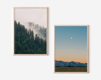 Mountain Photography Wall Art Image Bundle, 2 Image Set, Cabin Decor, Landscape Prints, Mountains, Home Wall Art Printable, Digital Download