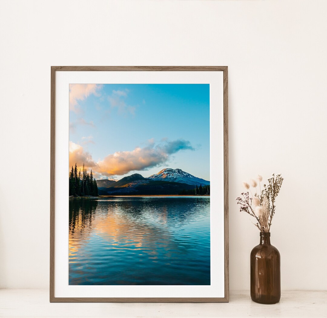 Oregon Sparks Lake Photography Wall Art, Mountain Landscape Art, Bend