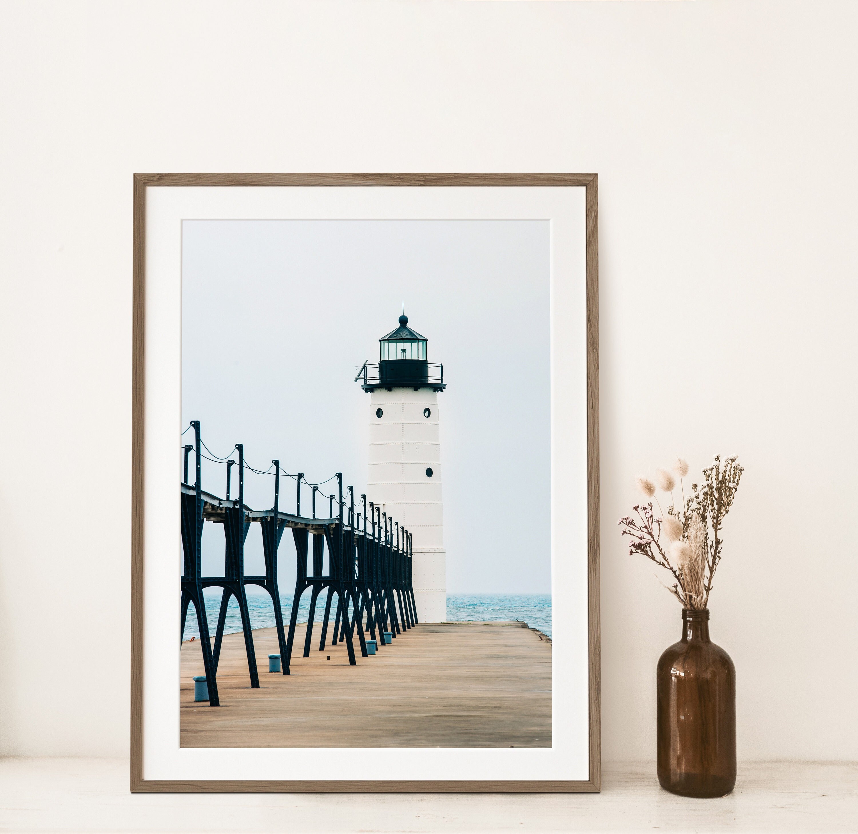 Michigan Lighthouse Wall Art Manistee North Pierhead Etsy