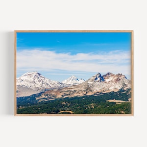 Oregon Three Sisters Mountains Photography Wall Art, Landscape Art, Oregon, Home Decor, Cabin Decor Photography, Digital download, Printable