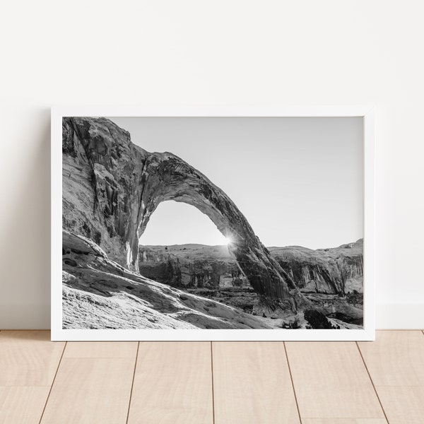 Corona Arch Moab Utah Black and White Photography Wall Art, Moab Landscape Print, Home Decor, Photography Printable, Desert Printable