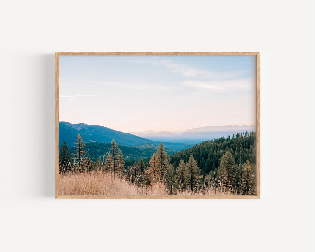 Whitefish Montana Wall Art, Montana Landscape Art, Cabin Decor, Landscape Print, Woodsy