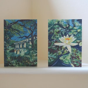 2 designs de cartões comemorativos A6 - Pacotes - impressões feitas a partir de pinturas originais em guache