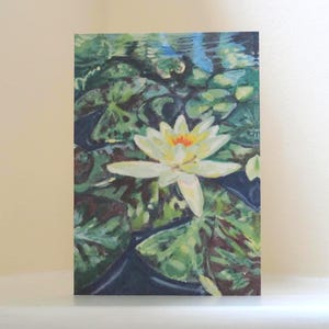 Solo Waterlily - A6 blank greetings card - fine art gouache print