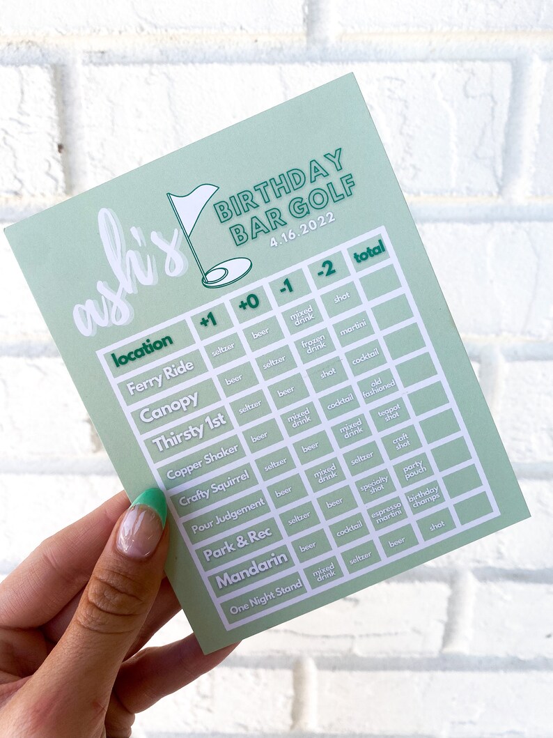 Bar Golf Pub Golf Template Birthday Bar Crawl - Etsy