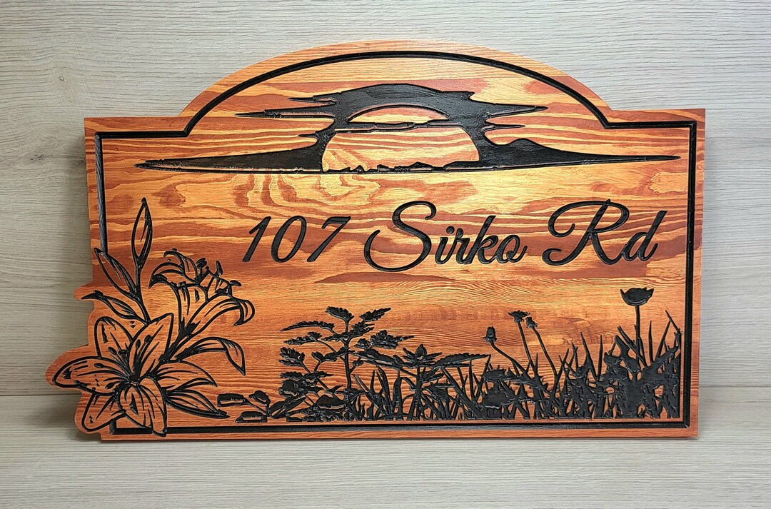 Street Address Sign With Field of Flowers for Your Home Cottage and ...