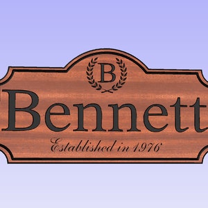 Cresta de signo de nombre de familia personalizado/placa Digital SVG DXF archivo PDF para cortador de vinilo láser CnC