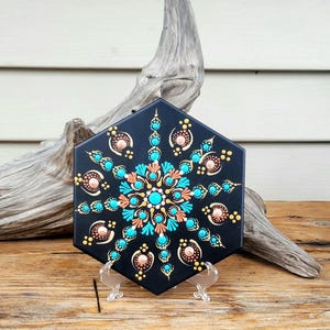 8x8 hand painted ceramic tile Matallic