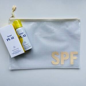 SPF Sonnencreme Pool Tasche, Reißverschluss Beutel, wasserfest, Bachelorette Geschenk, Strandtasche, Geschenk für Mama, matte Farbe, monoton