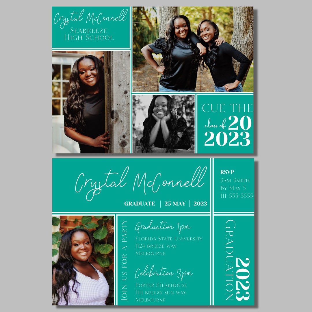 2023 Graduation Invitation Announcement Canva Invite Template Photo