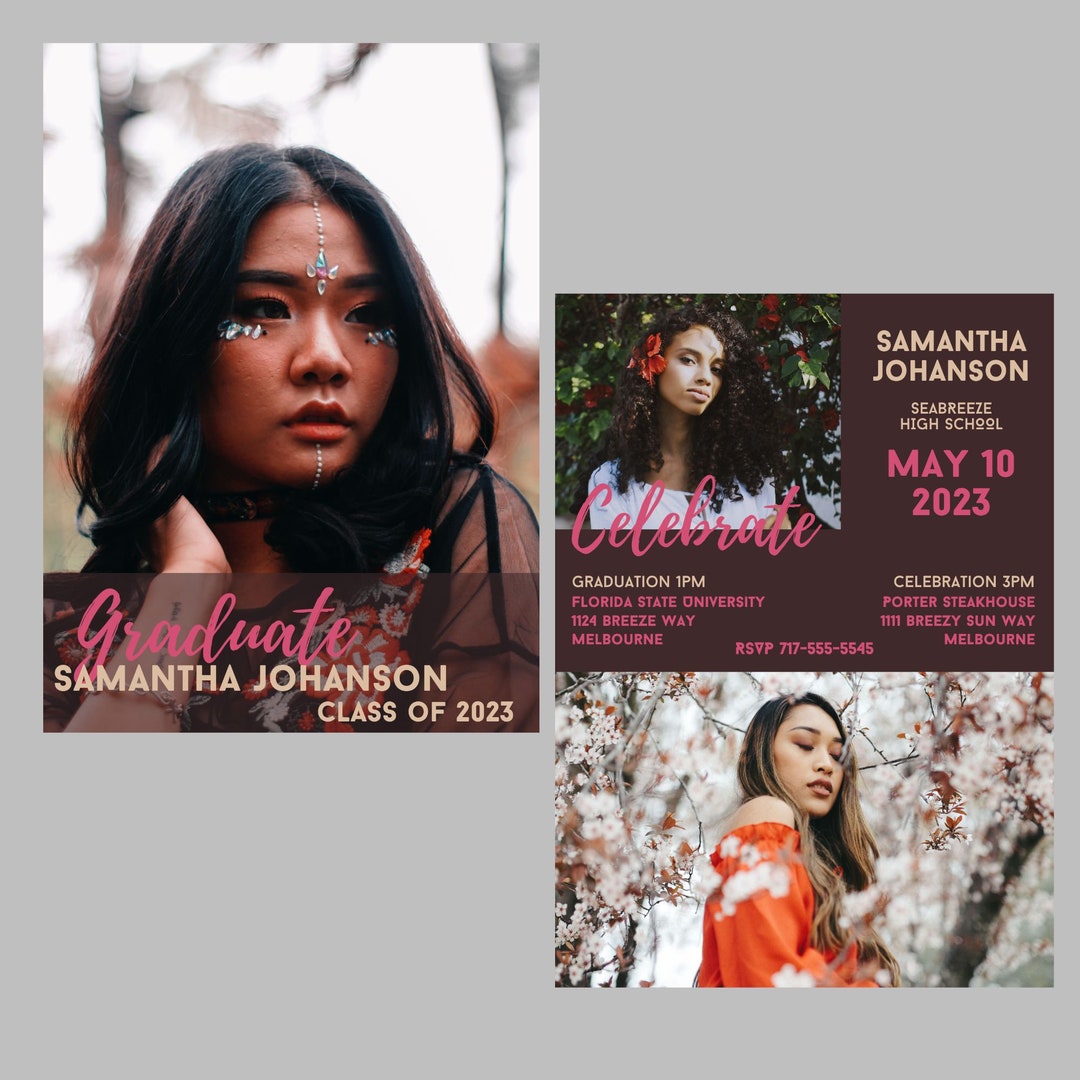 2023 Graduation Invitation Announcement Canva Invite Etsy