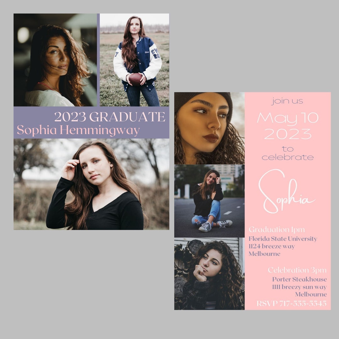 2023 Graduation Invitation Announcement Canva Invite Template Photo