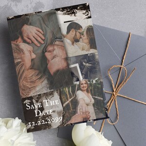 Save The Date Card | Save The Date Template With Photo | Engagement Announcement Card | size 5x7 inches | Photo Collage