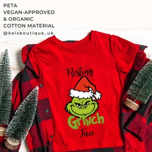 Resting Grinch Face T-Shirt, Christmas Grinch Top, Grinch Fan Tee, Christmas Organic Cotton T-Shirt