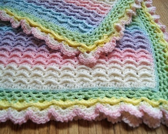 Multicolored Rainbow Shell Baby Blanket