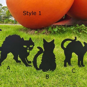 Black Cat Decoration, Hissing Black Cat, Metal Cat, Halloween Yard Stake, Metal Yard Art, Spooky Cat Halloween Decor