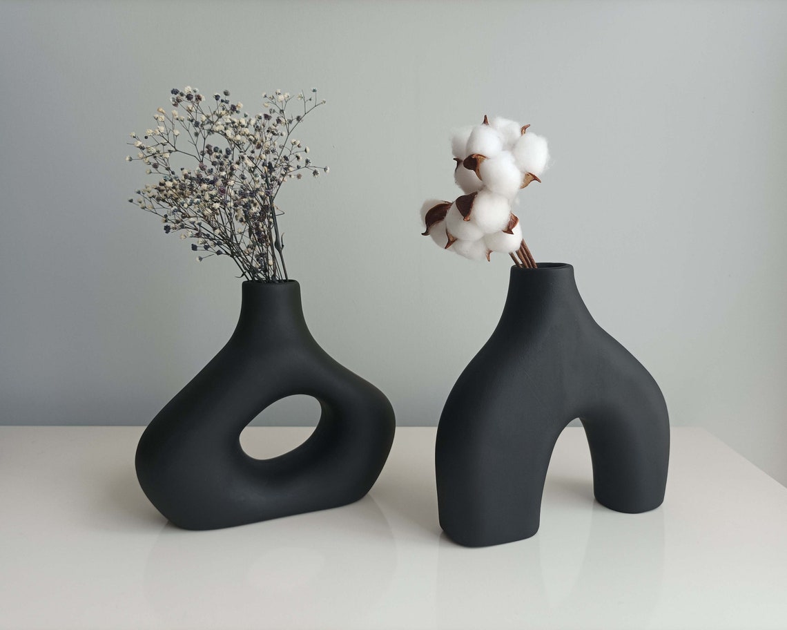 Ceramic Circle Vase Circular Hollow Earth Tone Vase Etsy