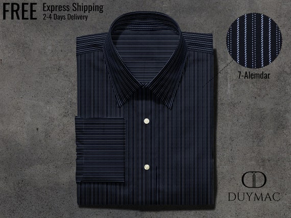 White Striped Black Button-up Shirt for 