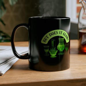 Uranium Glass, Glowing Green Glass Gift, Vaseline Glass Coffee Mug, Vintage Green Glass, Glows In the Dark, Antiquing Mugs, Collector Gift