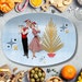 Retro 1950s Kitsch Christmas Couple Platter, Mid Century Modern Holiday Serving Tray, MCM Atomic Christmas Decor