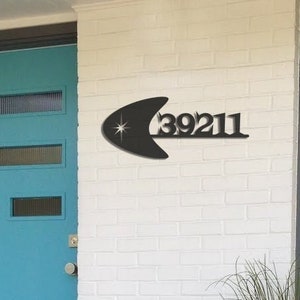 Mid Century Atomic Metal House Number Sign - Modern Address Sign - Address Number Sign - Address Numbers - MCM Style Numbers
