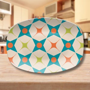 Mid Century Modern Serving Platter Atomic Design Entertaining Tray Retro MCM Party Dinnerware Custom Housewarming Gift 50s Decorative Plate