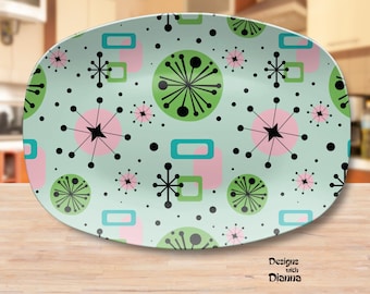 Mid Century Modern Serving Platter Atomic Design Entertaining Tray Retro MCM Party Dinnerware Housewarming Gift 1950s Decorative Plate