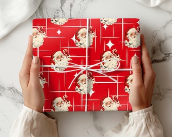 Vintage Christmas Wrapping Retro Reindeer Gift Wrap Vintage 50s Wrapping Paper Mid Century Modern Paper Rolls Festive Christmas Gift Wrap