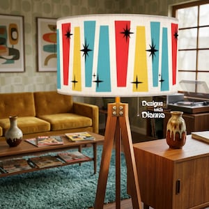 Atomic Era Floor Lamp Retro Lamp Shade Mid Century Modern Bedroom Light Colorful Starburst Lamp MCM Home Decor Gift