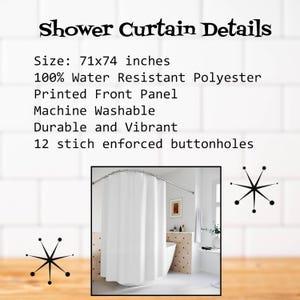 Mid Century Modern Retro Geometric Shower Curtain Vintage 1970s MCM Orange Quirky Colorful Bathroom Decor MCM Shower Curtain image 2