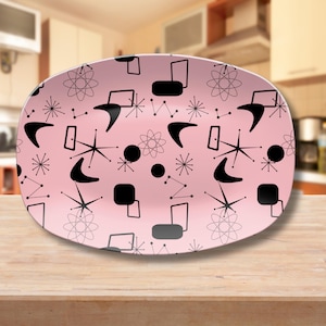 Mid Century Modern Serving Platter Atomic Design Entertaining Tray Retro MCM Party Dinnerware Custom Housewarming Gift 50s Decorative Plate