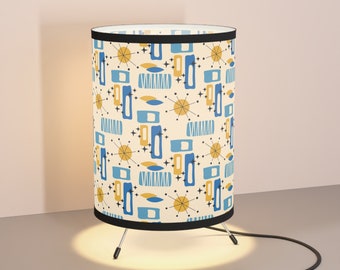 Atomic Geometric Tripod Lamp, Mid Century Modern Office Decor Lamp, Retro Atomic Lamp