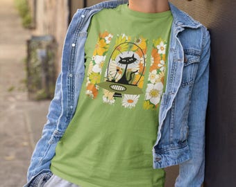 Atomic Cat Shirt Vintage Retro Tee Unisex Cat Lover Gift Mid Century Modern Graphic T Shirt Unique Graphic for Cat Moms Atomic Space Shirt